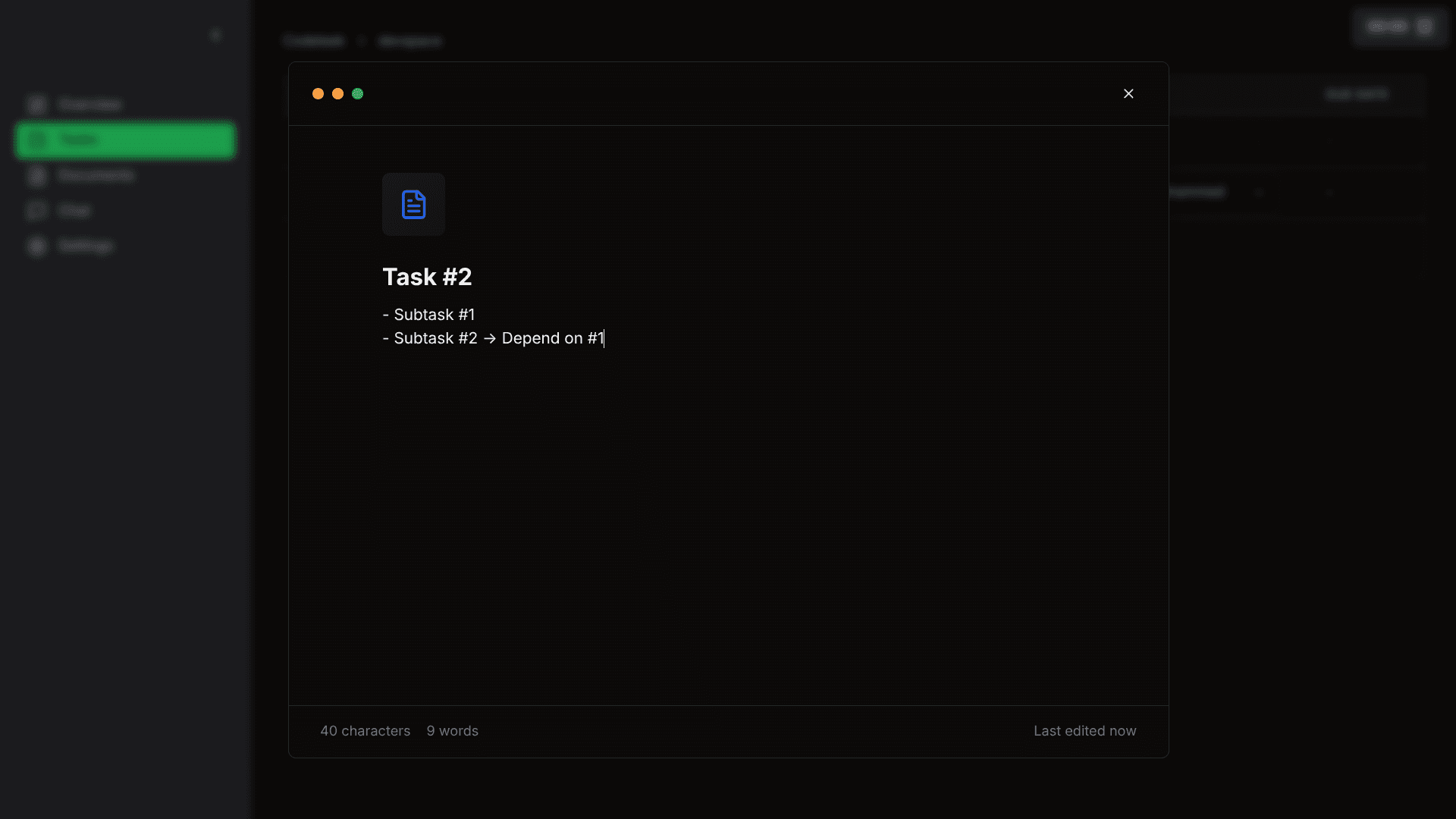 A task viewer where you could add more context for the task.